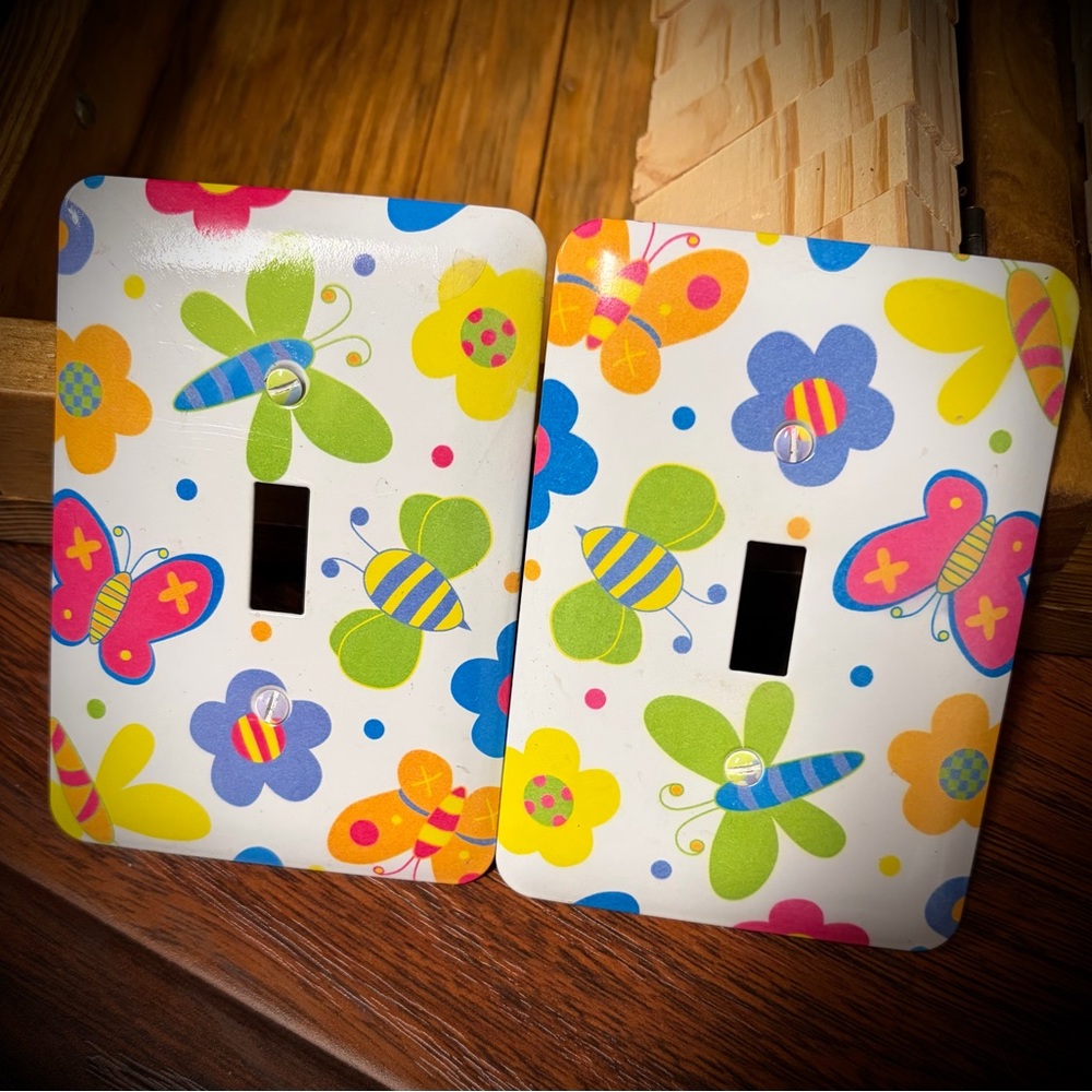 Colorful Butterfly and Flower Light Switch Covers